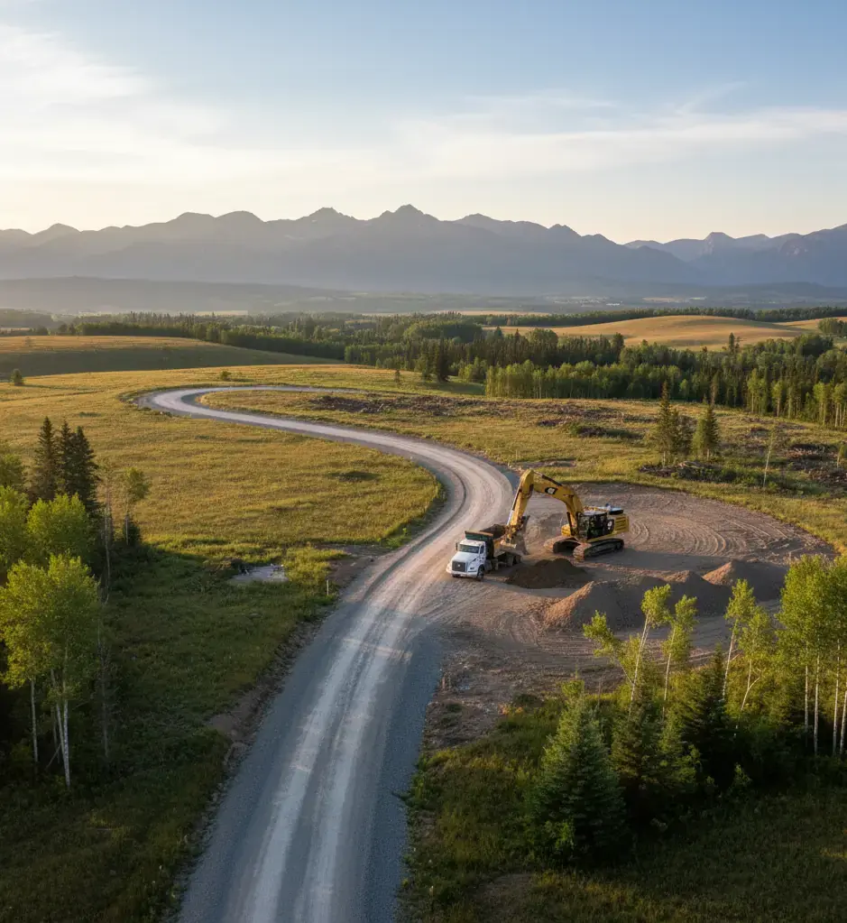 Acreage development and land preparation services - Bear Excavating grading and clearing property in Foothills County